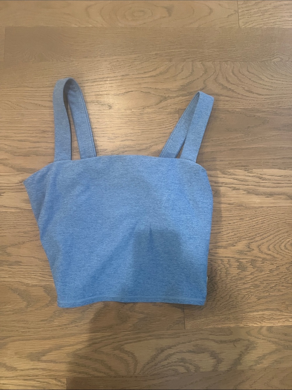 Vuori Heathered Light Blue Square-Neck Crop Top